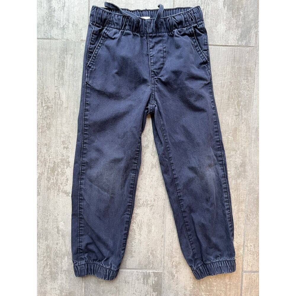 Baby Gap Basic Khaki Navy Blue Jogger Elastic Waist Casual Everyday Pant Chino 5